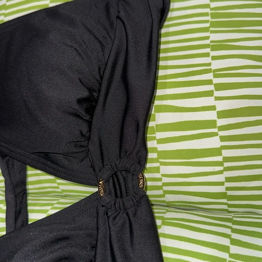 Michael Kors Black and Gold Bikini V-Neck